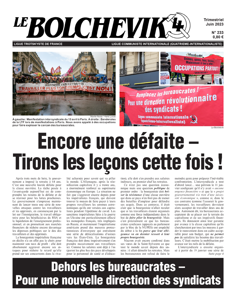 Le Bolchévik Τεύχος 233  |  1 Ιουνίου 2023