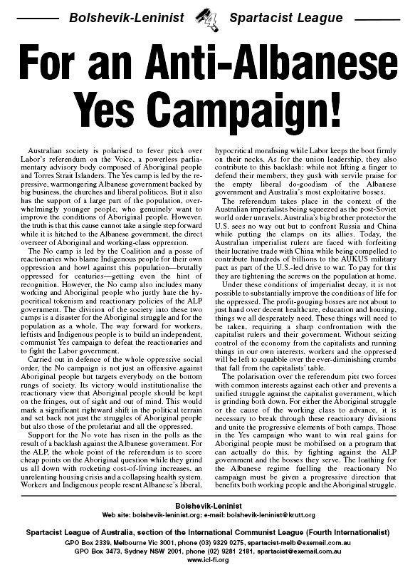 For an Anti-Albanese Yes Campaign!  |  8 October 2023