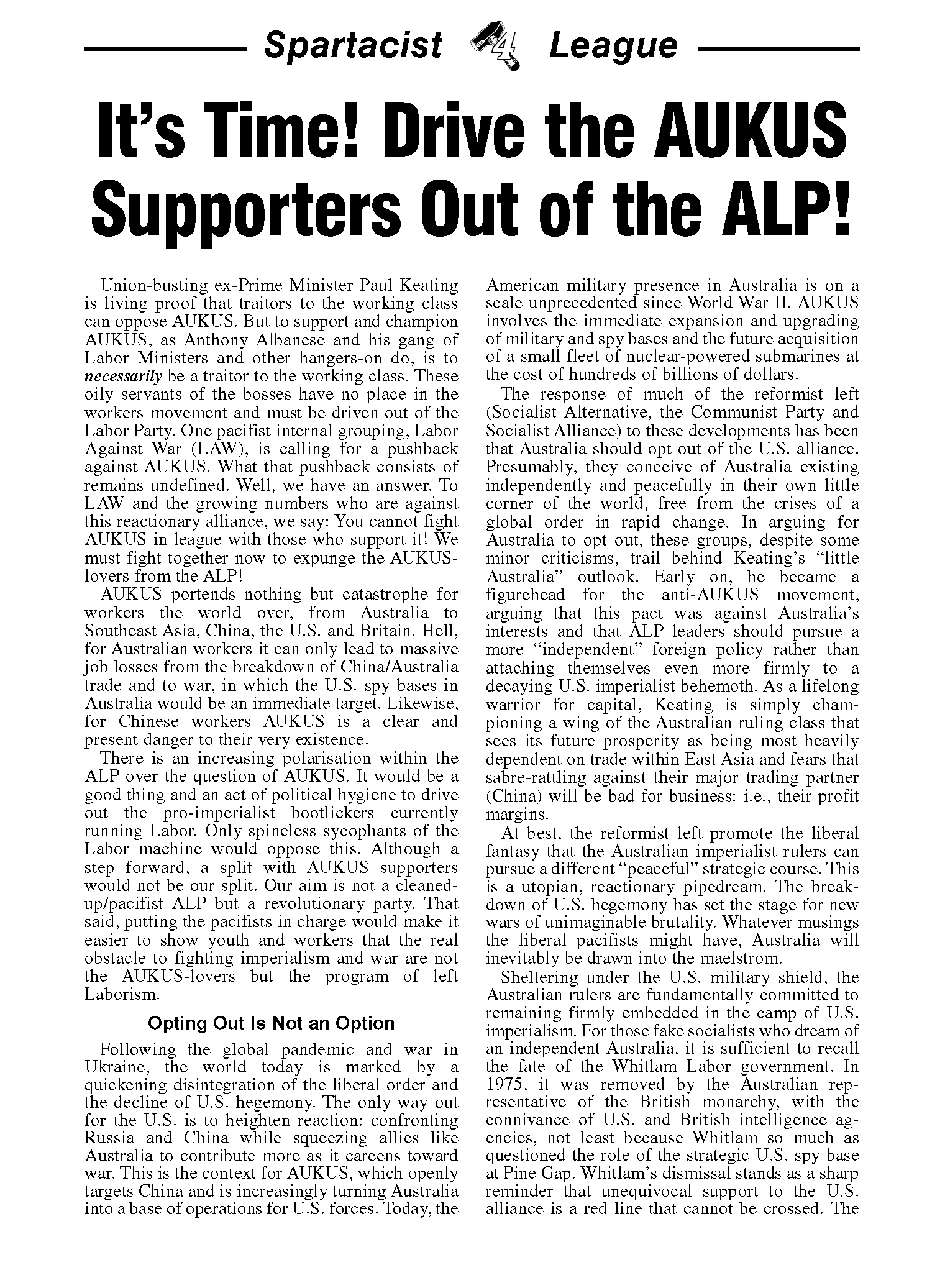 Spartacist League of Australia Statements  |  13 August 2023
