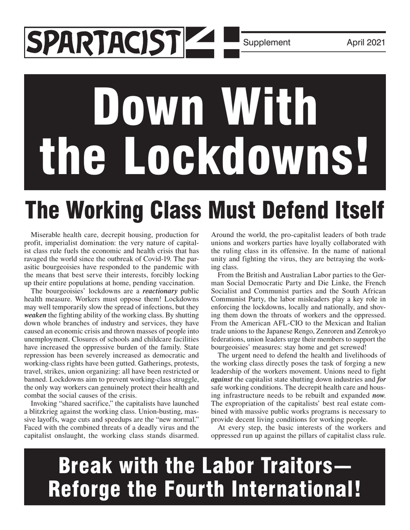 Down With the Lockdowns! - The Working Class Must Defend Itself  |  19 de abril de 2021