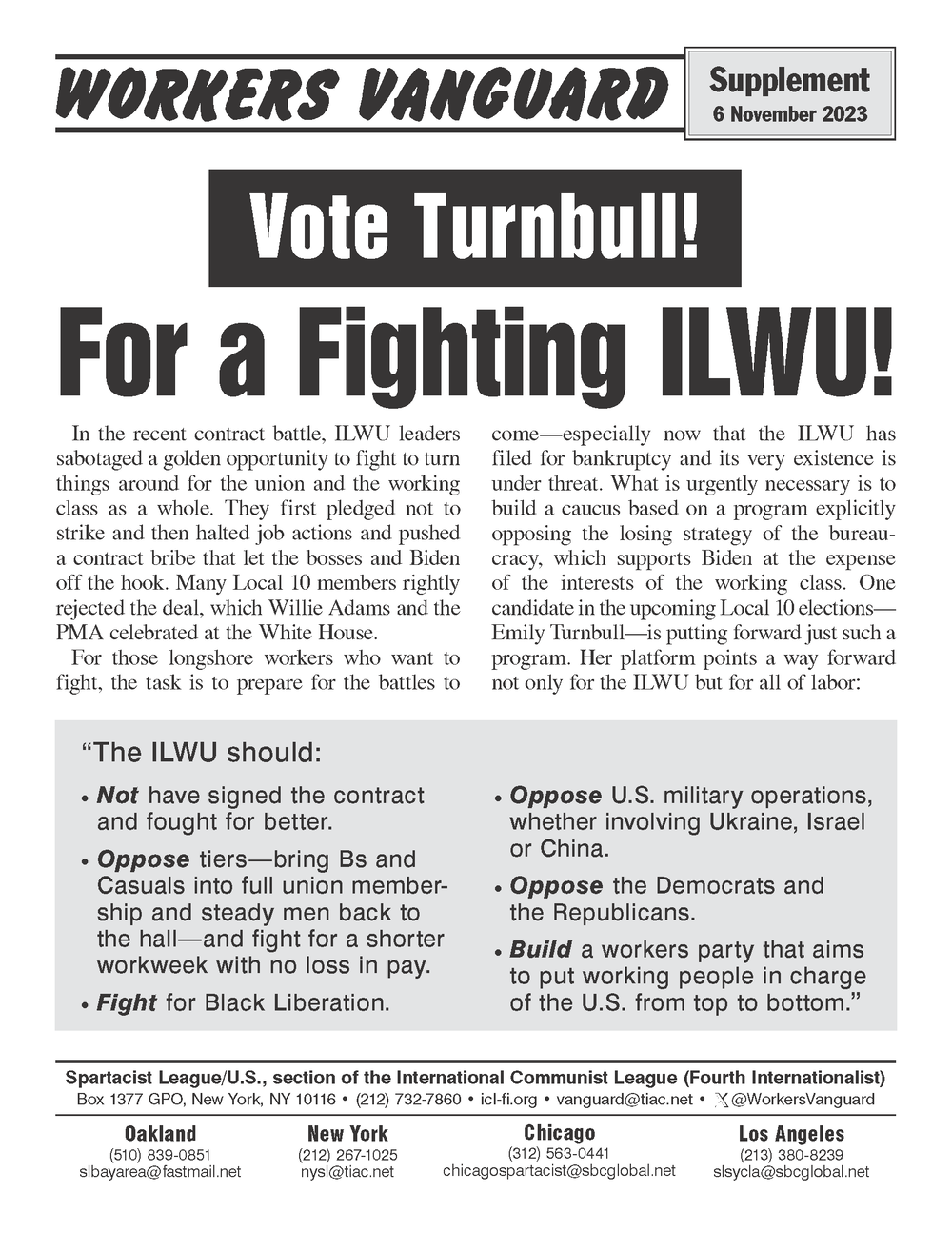 For a Fighting ILWU!  |  6 November 2023