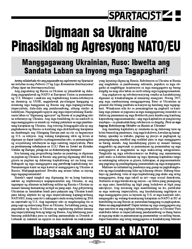 Spartacist (Tagalog) supplement  |  18 March 2022