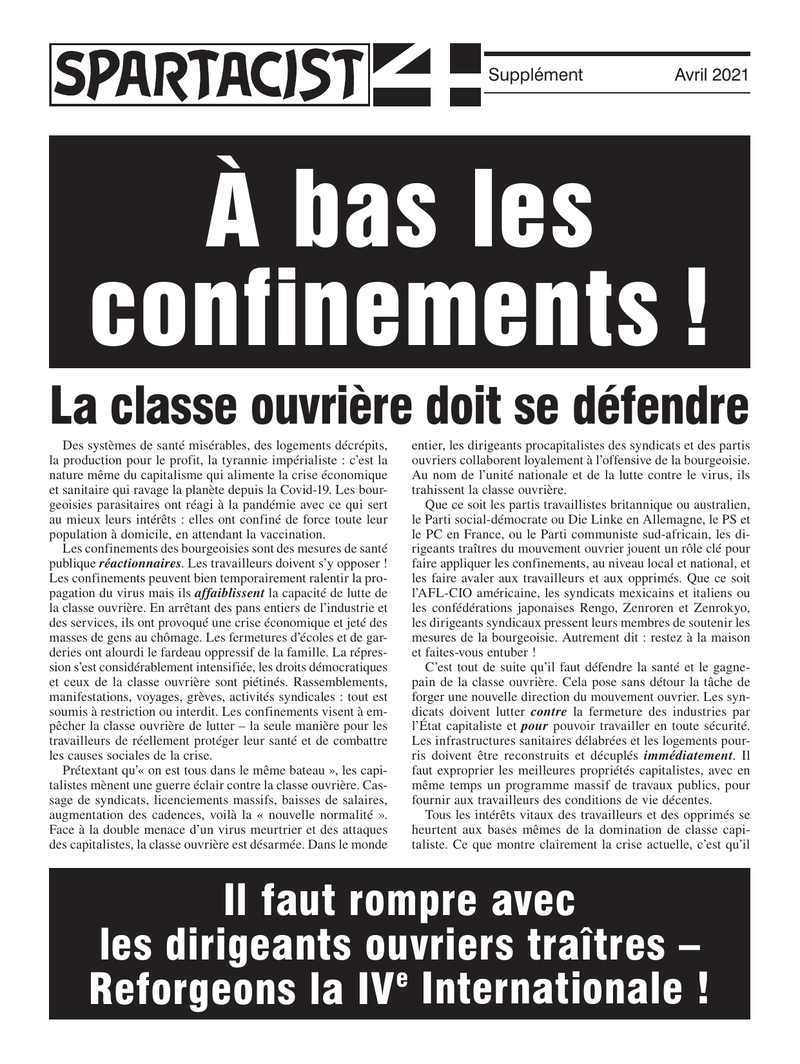Spartacist (édition en Français) (supplément)  |  19 avril 2021