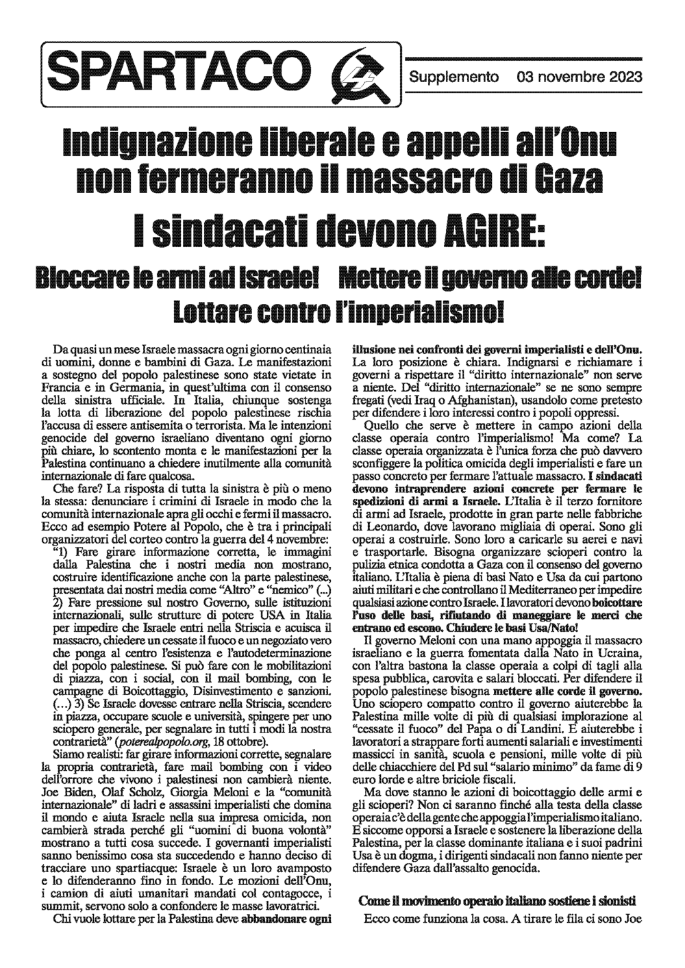 Indignazione liberale e appelli all’Onu non fermeranno il massacro di Gaza  |  3 novembre 2023