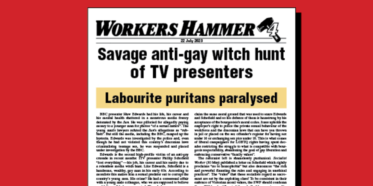 Savage anti-gay witch hunt of TV presenters | Labourite puritans paralysed