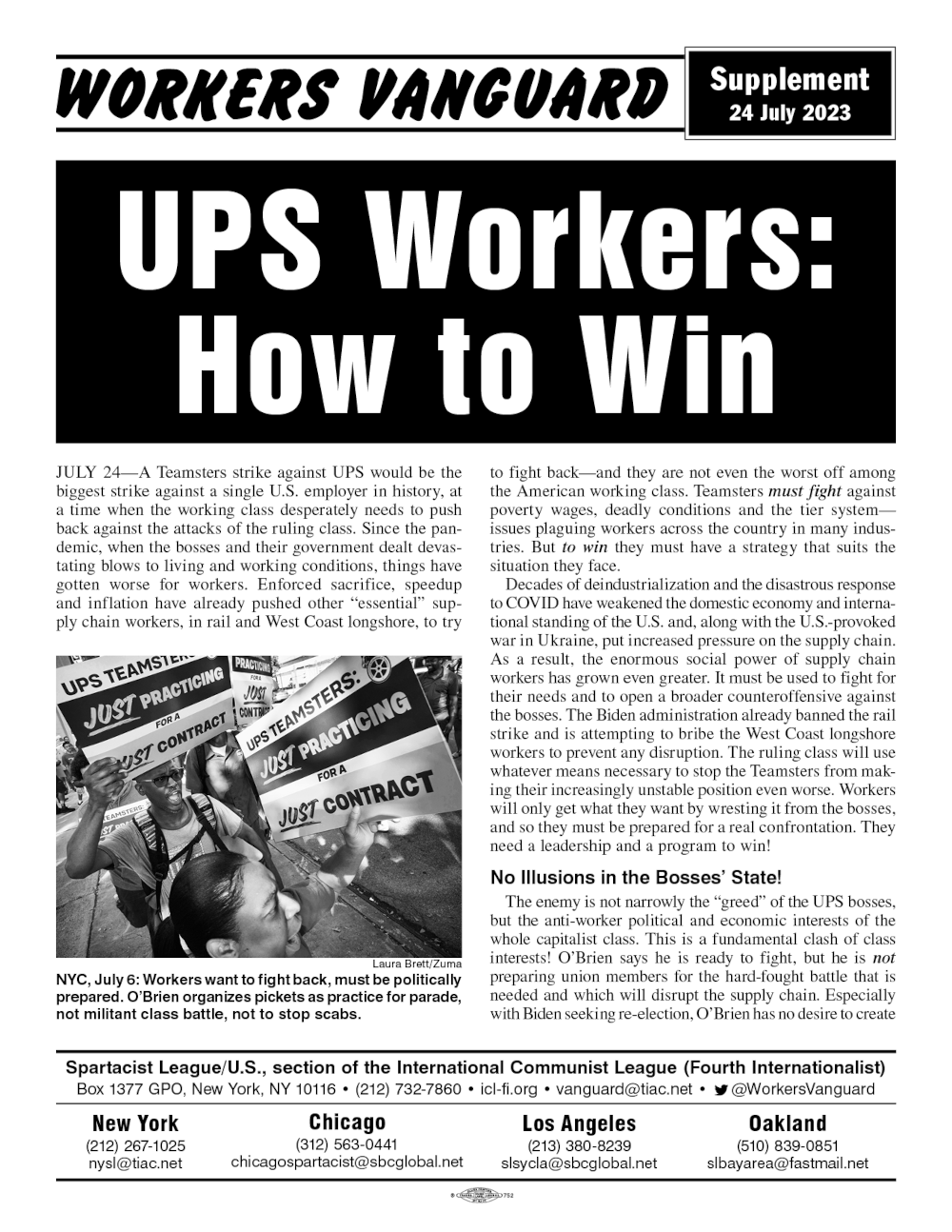 Workers Vanguard supplemento  |  24 luglio 2023